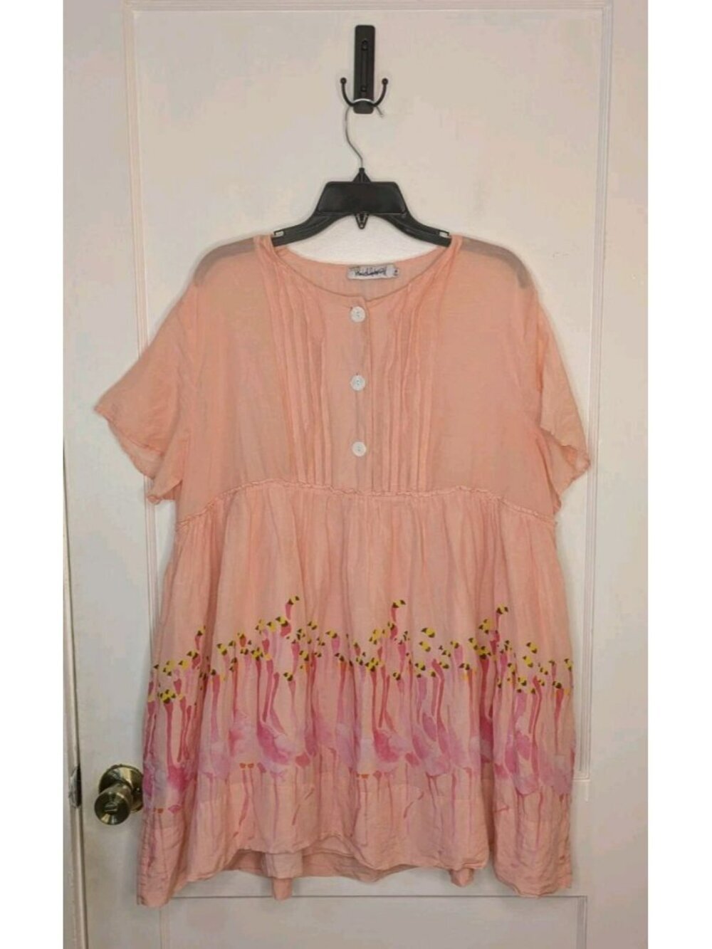Rachel Antonoff Howard Flamboyance Flamingo Mini Dress Short Sleeves Pink Medium
